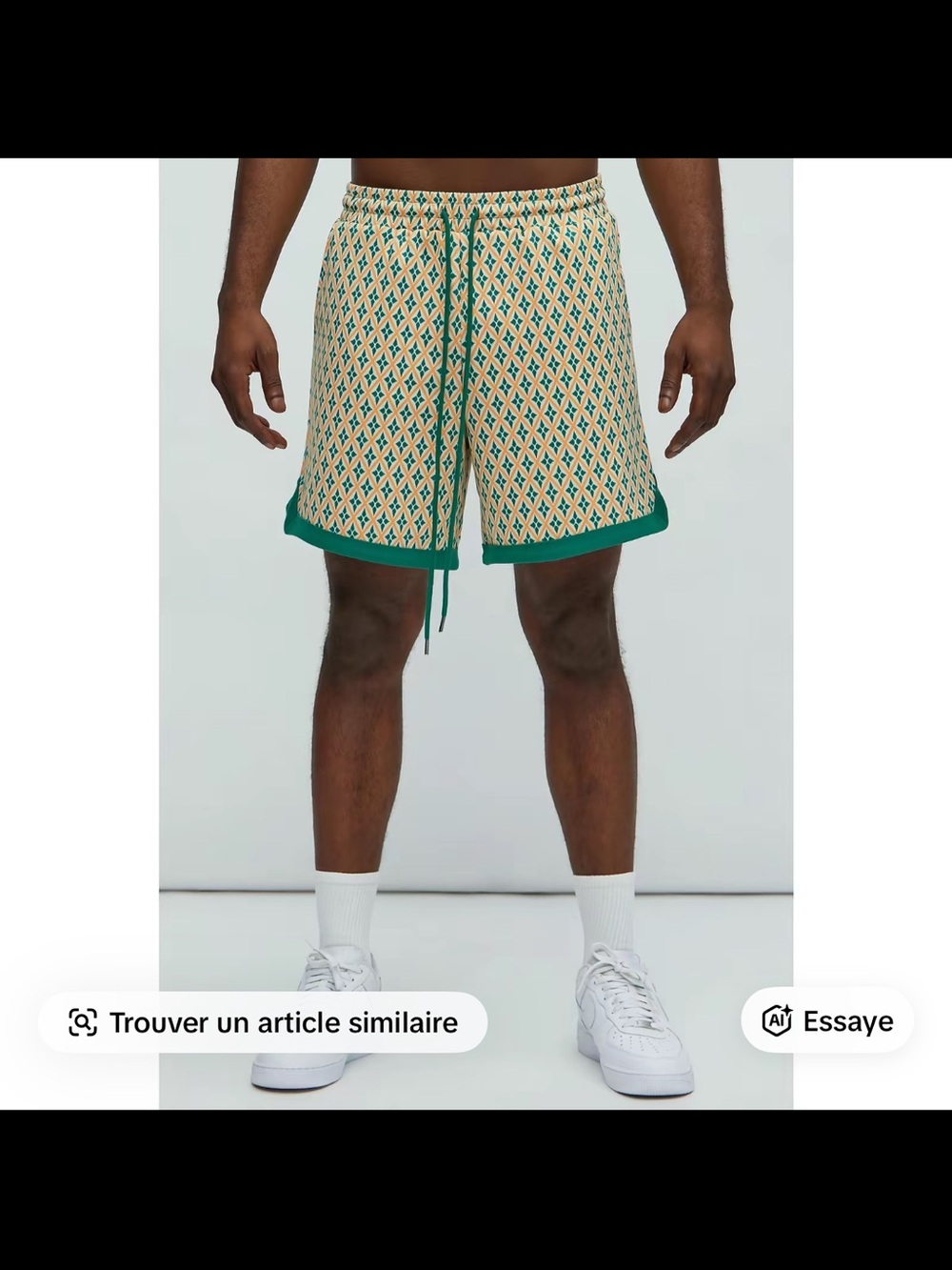Men's Geometric Print Green-Trim Shorts